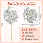Yunsailing 2 Pcs Artificial Corsages Wrist Flower Rhinestone Wrist Corsage Artificial Silk Corsage Wedding Wrist Corsage for Wedding Boutonniere Wrist Flowers Party Bridal Shower (Silver Ivory)