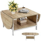 SAYGOER Black Coffee Table Modern Extended Coffee Tables with Storage for Living Room 2-Tier Unique Center Table with Two Folding Panel for Any Large or Small Space,Foldable, All Black