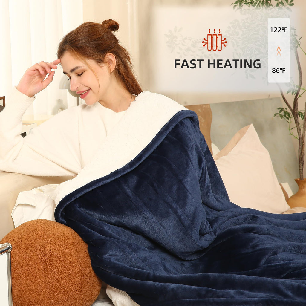 Coperta Elettrica Riscaldata Plaid con 5 Livelli di Riscaldamento e Spegnimento Automatico dopo 4 Ore, Plaid Riscaldato 50"x60" con Certificazione ETL e FCC per Casa e Ufficio, Lavabile in Lavatrice, Grigio Scuro