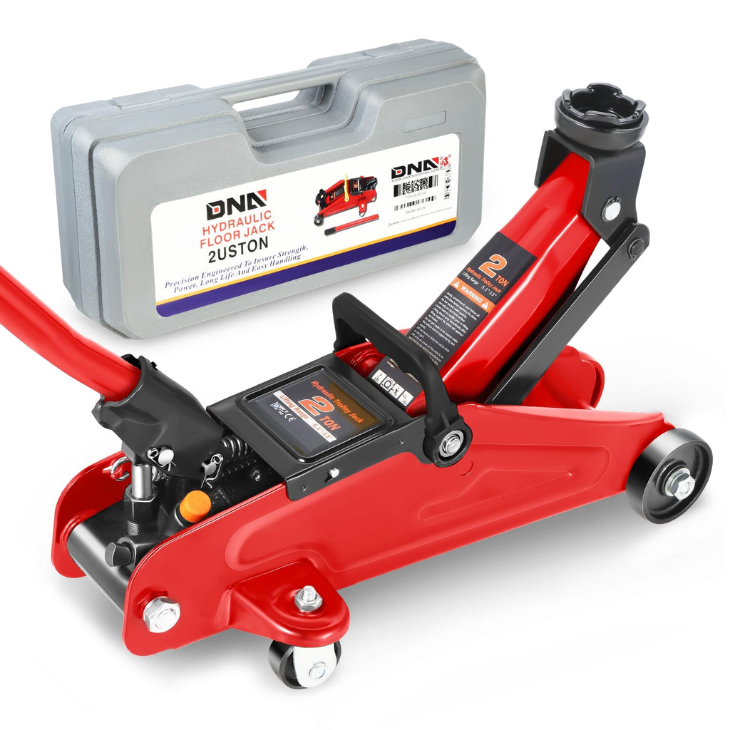 DNA MOTORING TOOLS-00234 Low Profile Hydraulic Trolley Service/Floor Jack, 2 Ton (4000 lbs) Capacity, Lifting Range 5.1"-13", Black