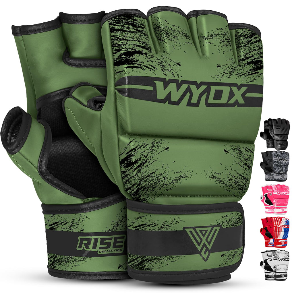WYOX MMA Gloves for Men & Women – Grappling & Sparring Boxing Gloves with Open Palm Design, Padded Fingerless Training Gloves for Kickboxing, Muay Thai, Youth & Heavy Bag Workouts
