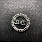 Exquisite green rhinestone inlaid round LINKS letter metal brooch the links incorporated society jewelry pin