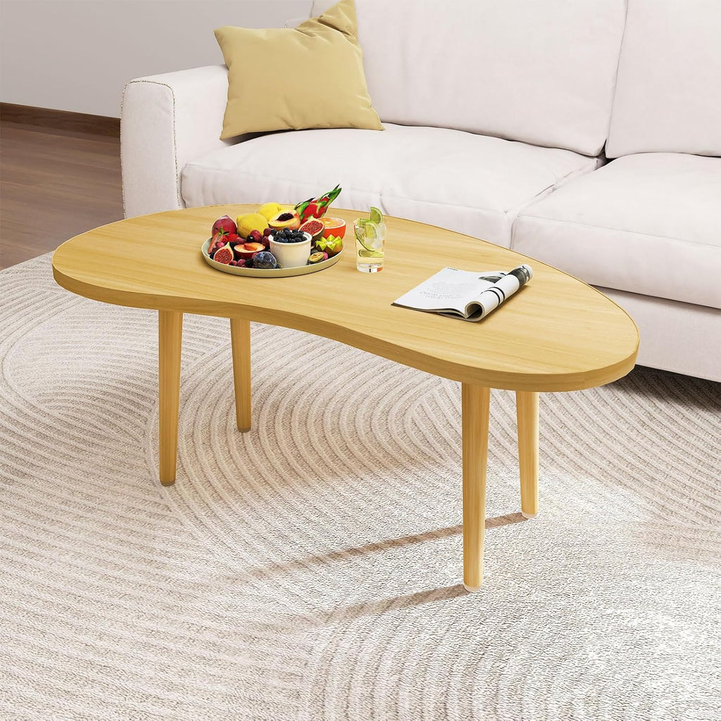 Mango Coffee Table Low Table with 4 Solid Wood Sturdy Legs, Floor Table Desk for Sitting on The Floor, Storage and Living Room Furniture (Natural)