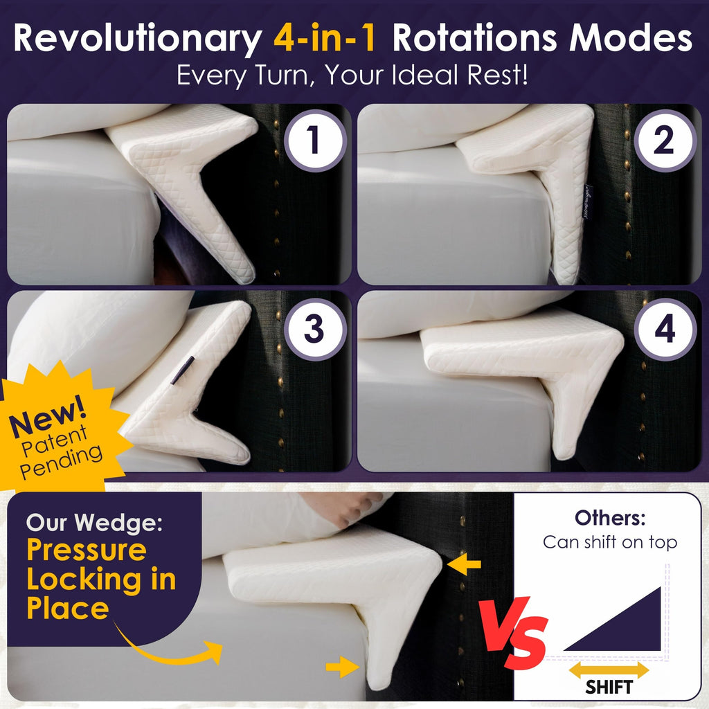 XetraDesign Bed Wedge Pillow for Headboard Gap Up to 7", Triangle Pillow Wedge for Headboard Gap, Gap Filler for Bed, Mattress Wedge Gap Filler, Headboard Space Filler, Corner Pillow, White Queen 60"