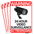 TICONN 2-Pack 24 Hour Video Surveillance Sign, No Trespassing Aluminum Warning Sign, 10’’x7’’ for CCTV Security Camera - Reflective, UV Protected