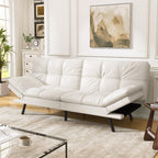 Convertible Faux Leather Futon Sofa Couch,Memory Foam Futon Couch Bed,Loveseat Sleeper Sofa Bed,Small Splitback Modern Folding Sofa Bed for Living Room,Office,Apartment,Matte Black