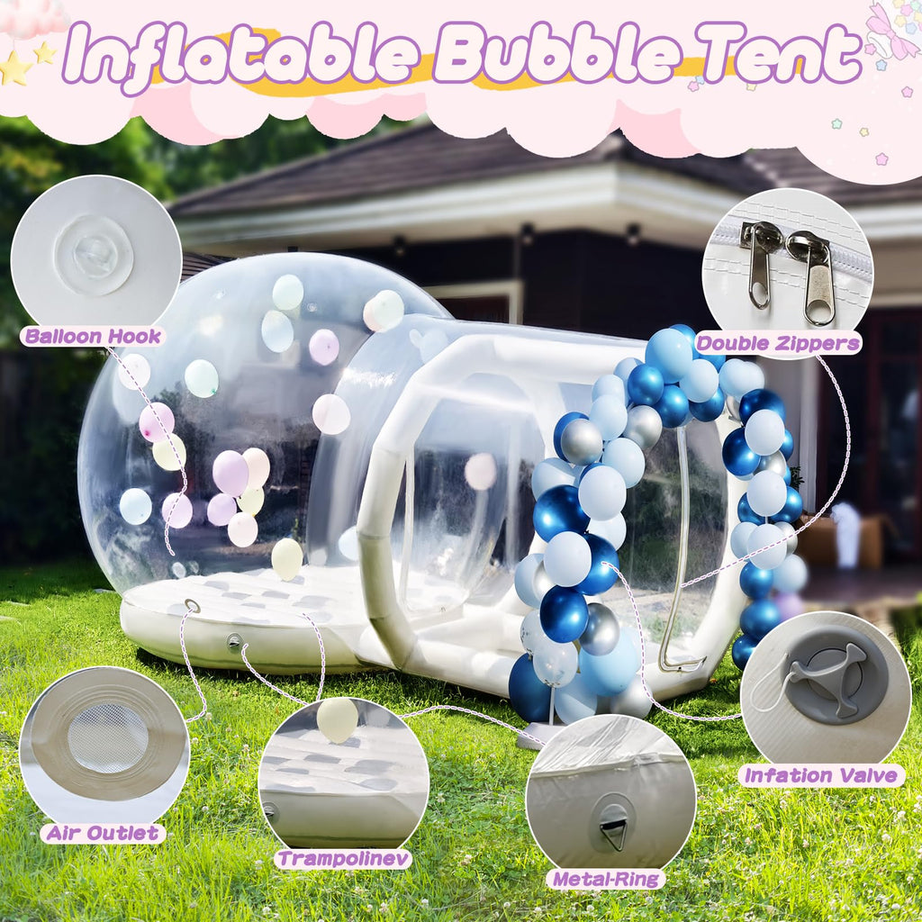14,5FT aufblasbares Bubble House Doppel-Jumper-Dom für Kinder, PVC aufblasbares Doppel-Lagen-Bubble-Hauszelt mit Tunnel, Bubble-Ballonhaus mit Gebläse, Luftpumpe für Party