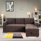 Naomi Home Lily Sectional Sleeper Sofa with USB Ports-L-Shaped Couch Convertible Pull-Out Bed, Ample Storage, Timeless Design, Sturdy Construction, Long-Lasting for Modern Living, Gray, Air Leather