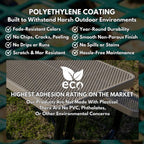 COATEDOUTDOORFURNITURE RDT-TXTBLK Heavy Duty 32 Gallon Round Trash Receptacle, Liner Included, Textured Black with Black Steel Dome Top, Made in America