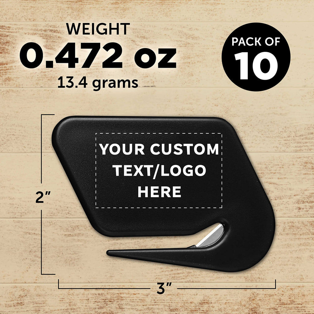 Custom Translucent Plastic Letter Openers Set of 10, Personalized Bulk Pack - Perfect for Home or Office - Black