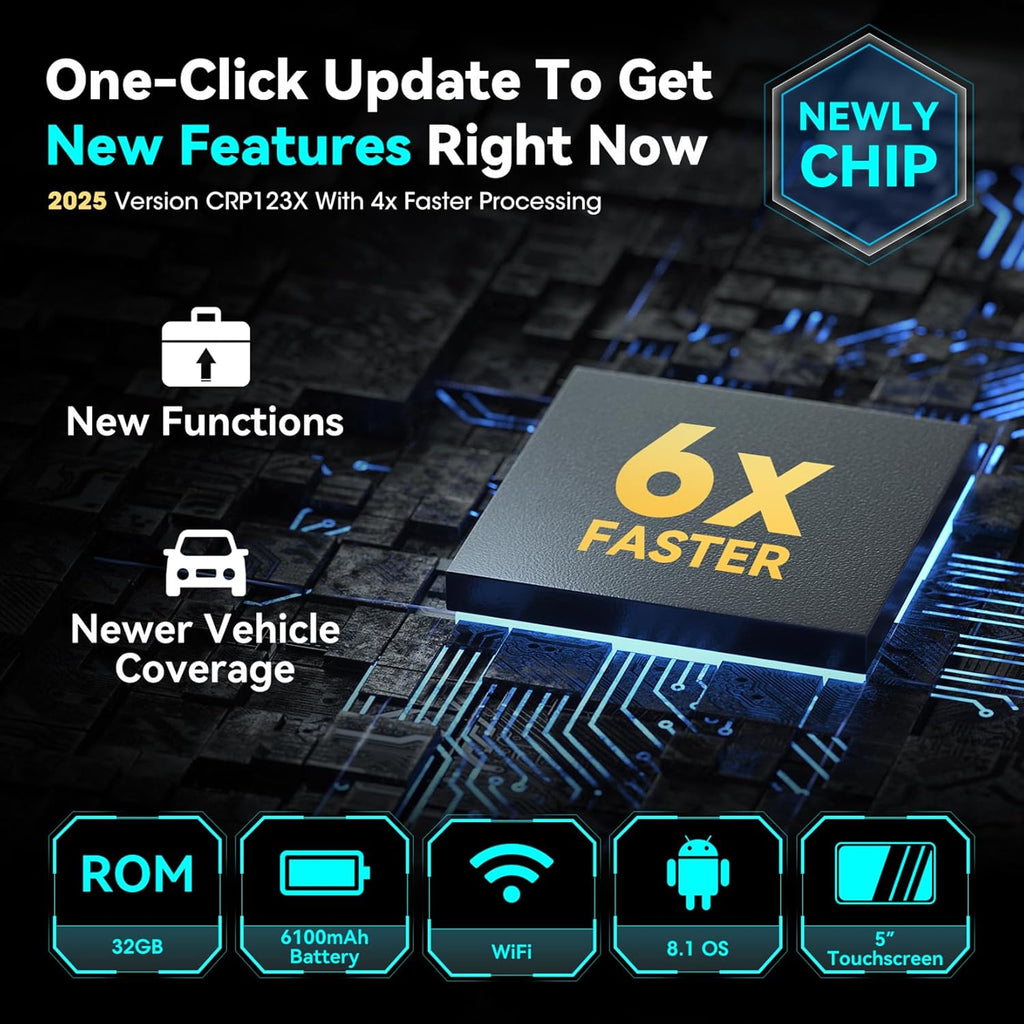 LAUNCH OBD2 Scanner CRP123X Elite, 2025 Lifetime Free WiFi Update scan Tool, FCA SGW, SAS Calibration/Throttle/Brake/BMS/D-P-F/Oil Reset/ABS bleeding, Multi Systems Car Scanner, Battery Test, Auto VIN