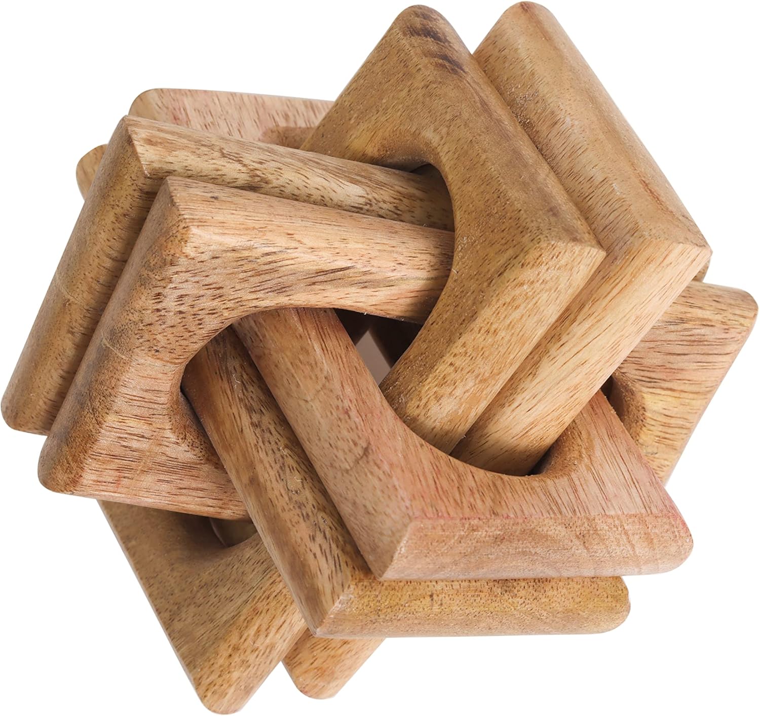 Wood Knot Entry Table Boho Shelf 6 Link Interlock Coffee Table for Living Room and Modern Farmhouse Hand Crafted Natural Mango Wood Console Table Decor (Natural)