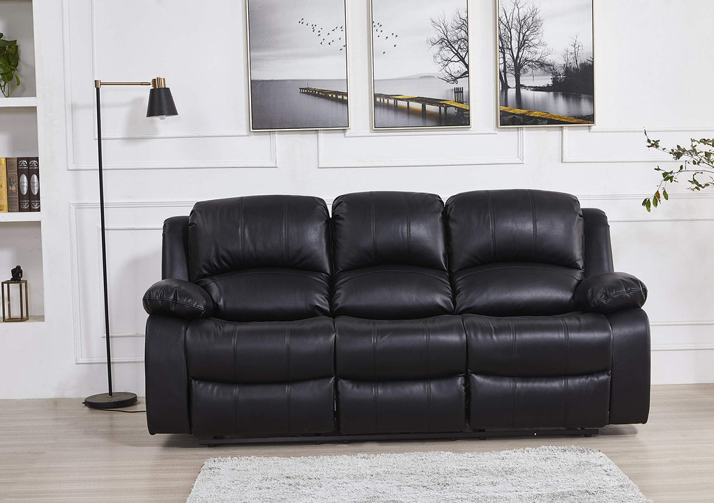 Betsy Furniture Bonded Leather Reclining Sofa in Multiple Colors, 8018 (Grey, Sofa)