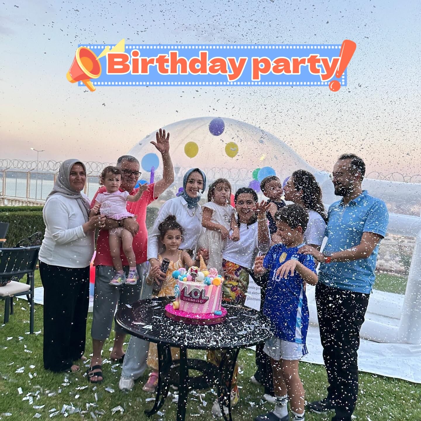 Oppusteligt bobleballonhus med pumpe og UL-blæser, bobletelt til børnefestballoner klare til hjemmefest, indkøbscentre, parker, begivenhedsudstilling (10FT)