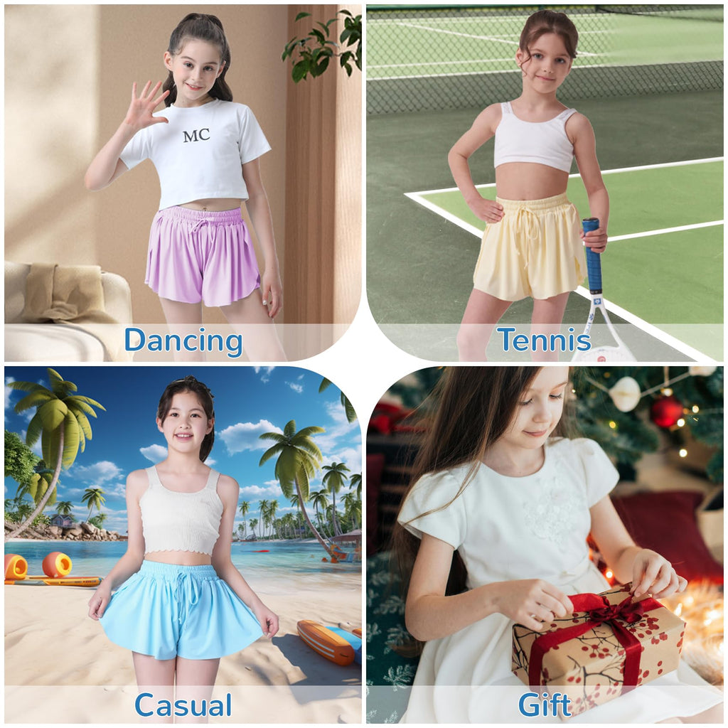 Flowy Shorts Girls Butterfly Shorts Girls Athletic Shorts Kids Butterfly Shorts Toddler Youth with Liner 2-in-1