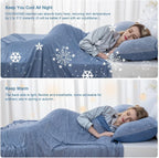 CHOSHOME Cooling Blanket for Hot Sleepers Lightweight Summer Cold Thin Blankets for Sleeping, Hot Flashes Night Sweats, Soft Blanket for Bed, Queen Size, Blue