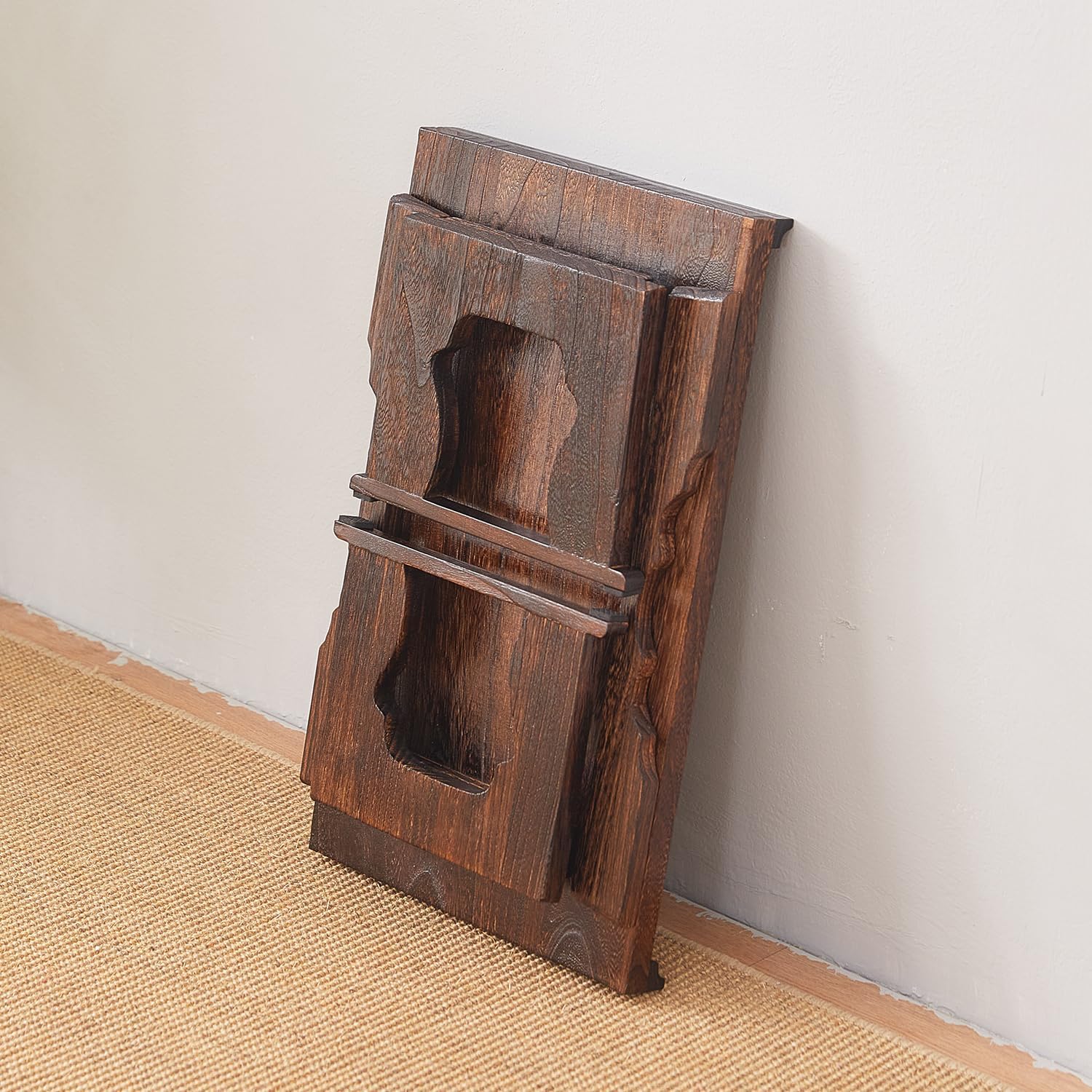 Japanese Floor Table, Small Coffee & Tea Table, Altar for Meditation, Low Table for Sitting on Floor, Wood Bed Tray With Foldable Legs, Laptop Desk