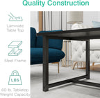 Black Coffee Table Rectangular Center Table for Living Room Open Space Side Table with Metal Frame, Easy Assembly,Wood Coffee Table