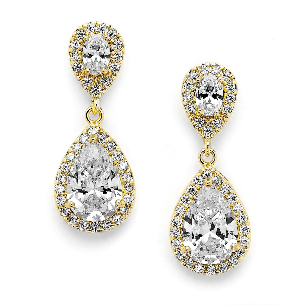 Mariell Cubic Zirconia Crystal Teardrop Dangle Bridal and Wedding Earrings, CZ Jewelry for Brides, Bridesmaids, Homecoming, Prom and Dressy Everyday Wear