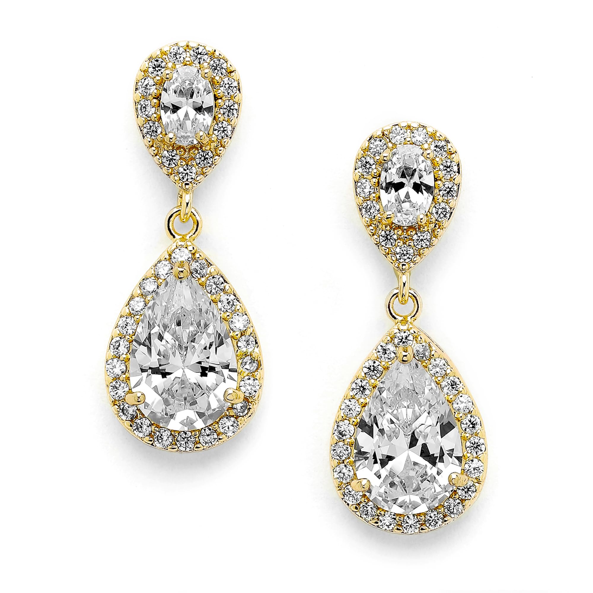 Mariell Cubic Zirconia Crystal Teardrop Dangle Bridal and Wedding Earrings, CZ Jewelry for Brides, Bridesmaids, Homecoming, Prom and Dressy Everyday Wear