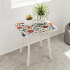 Mandala Small Rectangle End Table, Side Table with Black Flowers Finish, Retro Modern Small Coffee Table for Balcony, Living Room(11.8" D x 15.7" W x 17" H, White, Rectangle)