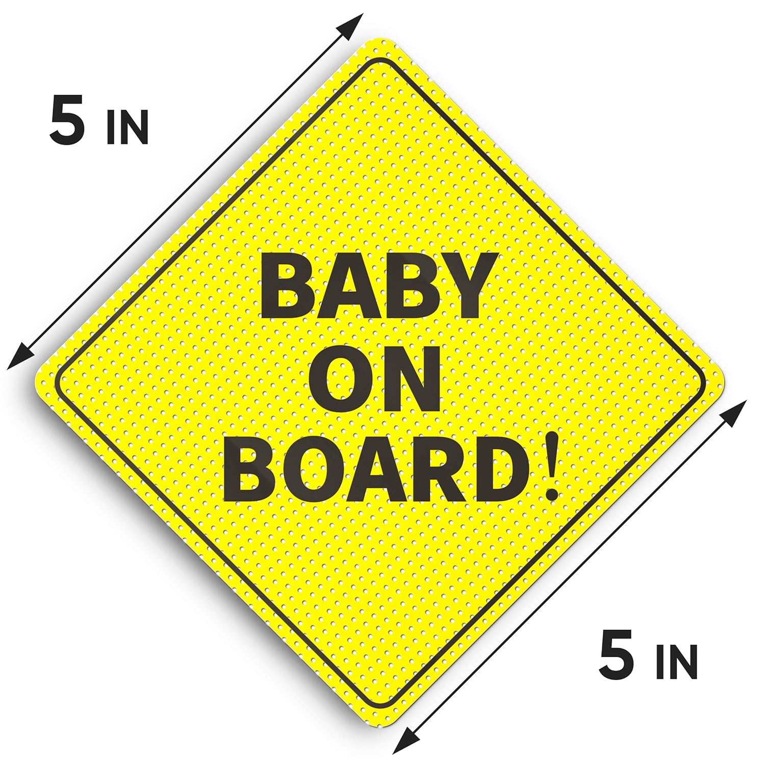 Baby On Board Signs, Car Essentials - Baby On Board Sticker - 2 Pack, 5" by 5" - Bright Yellow and See-Through When Reversing - Best Safety Signs - Non Magnet - Durable Strong Adhesive