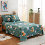 ست ملحفه کودکان یونیکورن صورتی JSD، سایز تویین، ۳ تکه، ملحفه‌های رختخواب میکروفایبر چاپ شده با طرح رنگین کمان برای دختران، جیب عمیق