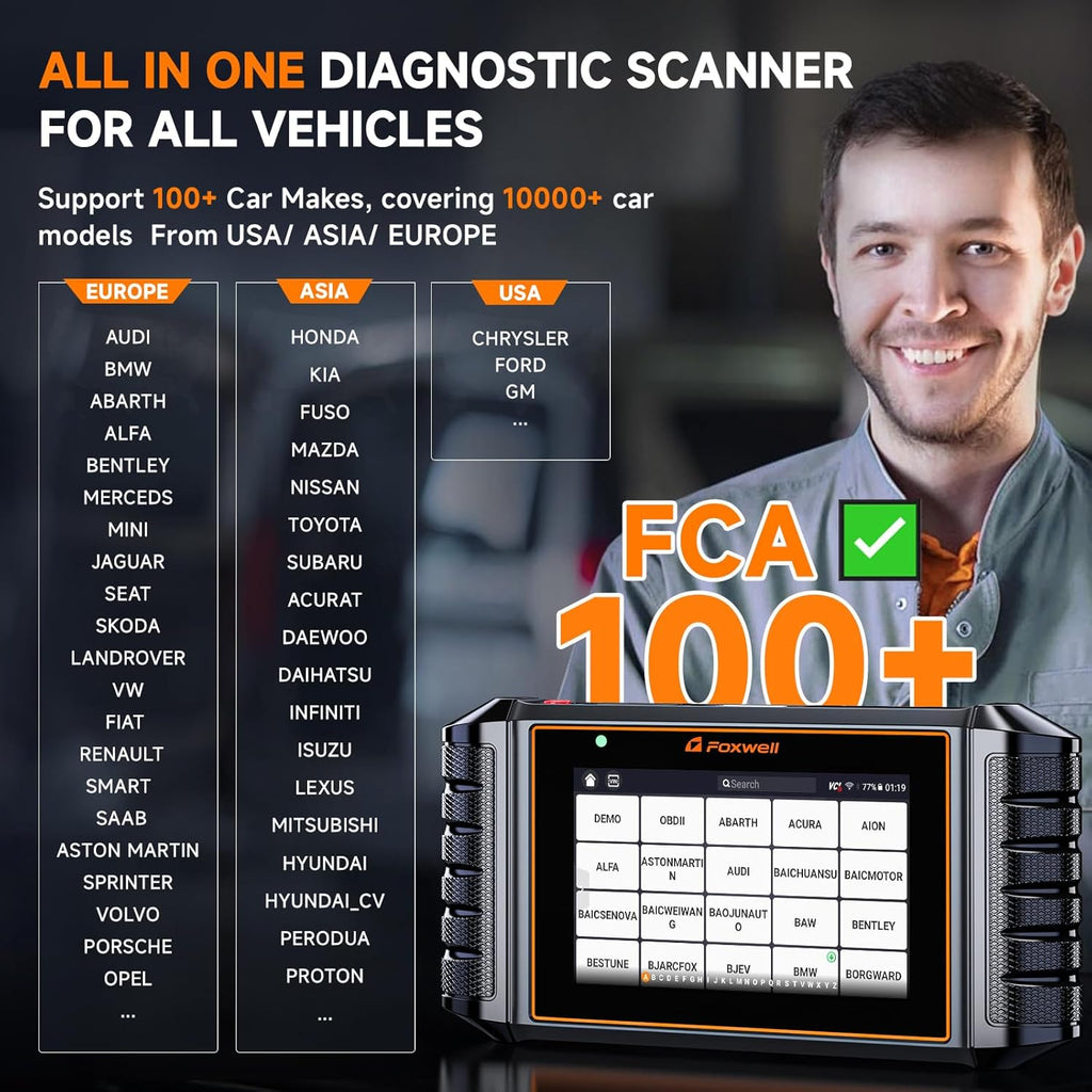 FOXWELL OBD2 Scanner Diagnostic Tool NT726, All System Bidirectional Scan Tool, Code Reader for Cars and Trucks with 12 Resets, ABS Bleeding/Oil/EPB/SAS/D-PF/TPMS/Injector Coding/Throttle/BMS..., FCA