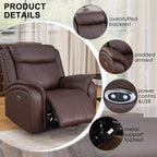 Power Recliner Sofa Set, 3 Piece Reclining Couch for Living Room, Brown Leather Home Theater Seating Recliner Couch Set with Storage and Cup Holders