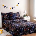 ست ملحفه کودکان یونیکورن صورتی JSD، سایز تویین، ۳ تکه، ملحفه‌های رختخواب میکروفایبر چاپ شده با طرح رنگین کمان برای دختران، جیب عمیق