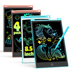 TECJOE 4 Pack LCD Writing Tablet, 8.5 Inch Colorful Drawing Board, Kids Travel Games Activity Learning Toys, Birthday Gifts for 3-8 Year Old Boys Girls Toddlers Preschooler