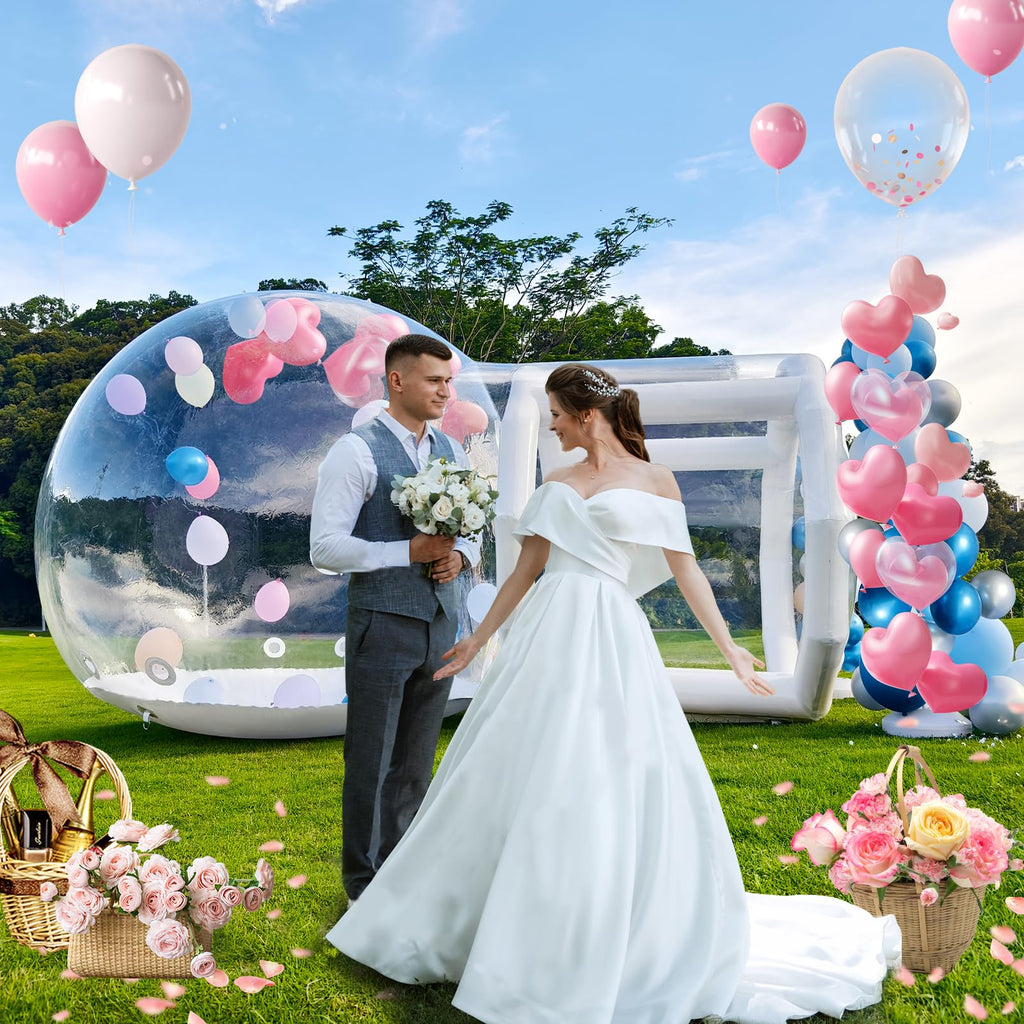 Aufblasbares Bubble-Haus für Kinder, 10ft Durchmesser klarer aufblasbarer Bubble-Dom-Zelt mit Gebläse & Pumpe, gewerblicher PVC wasserdichter Gartenzelt mit 6ft Tunnel, Party, gewerbliche Nutzung, Valentinstag Hochzeit