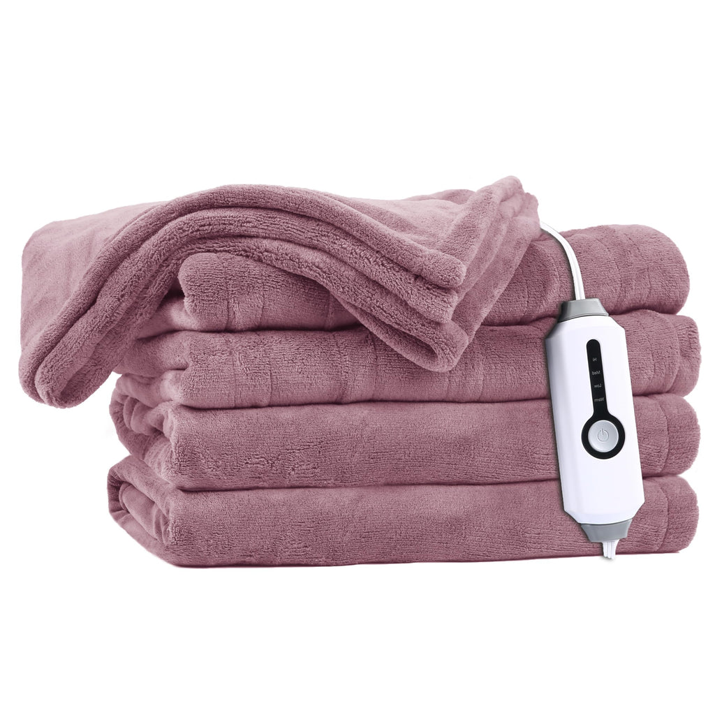 Couverture chauffante électrique DUODUO 72"x84" en polaire corail chaude avec 4 réglages de chaleur et arrêt automatique de 10 heures Protection contre la surchauffe - Gris 