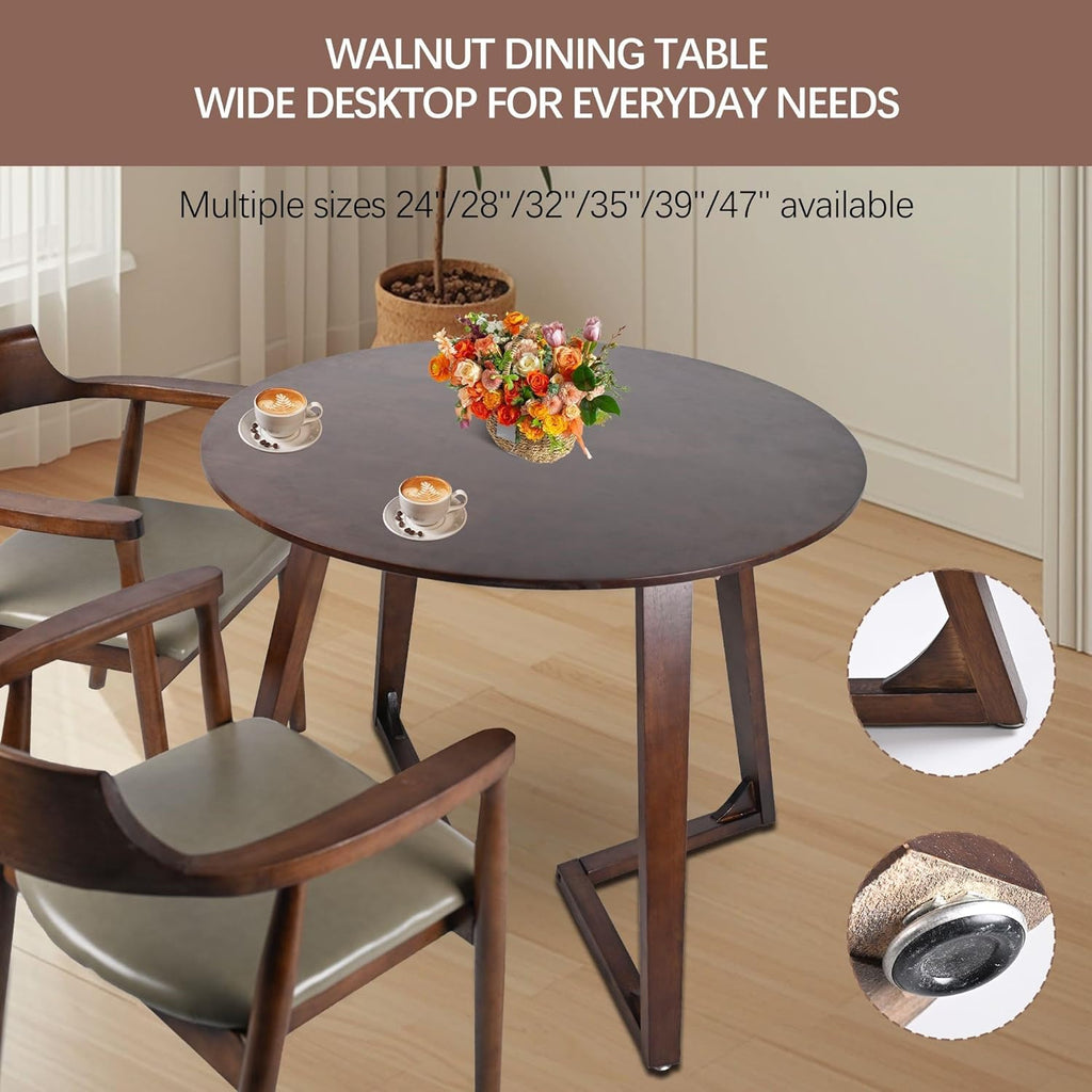 Solid Wood Round Dining Table 35" - Mid Century Modern Style Space Saving Design as Living Room/Dining Room/Kitchen/Meeting/Coffee Table,Easy to Assemble