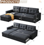 Upholstered Sleeper Sofa, L Shaped Sectional Couch with Reversible Storage, Convertible Corner Lounge Couches w/Pull Out Sofabed for Living Room, Apartment,Dark Grey