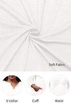 Nmoder Women's Plus Size Stretchy Flared Wrap Dress Casuel Wedding Guest Cocktail Work Midi Dresses V Neck 3/4 Sleeve A-Line Swing White 2XL