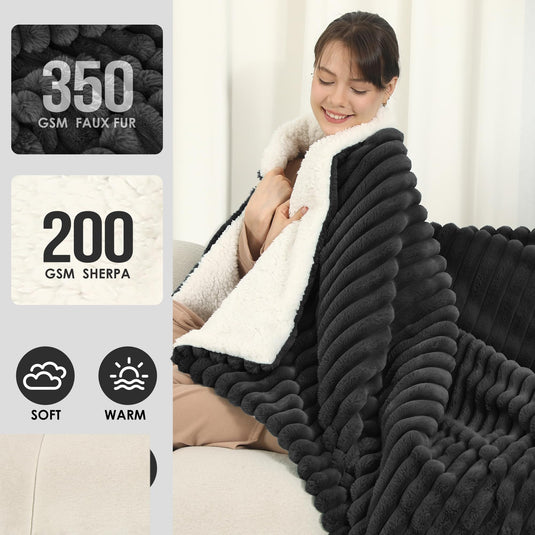 Electric Throw Blanket Heated Blanket Throw with 5 Heating Levels & 4 Hours Auto Off, 50"x60" Heated Throw Blanket with ETL & FCC Certification for Home Office, Machine Washable, Dark Gray