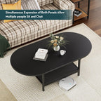 SAYGOER Black Coffee Table Modern Extended Coffee Tables with Storage for Living Room 2-Tier Unique Center Table with Two Folding Panel for Any Large or Small Space,Foldable, All Black