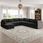Modular Sectional Sofa,5 Pieces Sectional Couches for Living Room,L Shaped Cloud Couch Chaise Set, Black