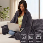 Coperta Elettrica Riscaldata 72"x84" Taglia Completa, Morbido Pile di Corallo con 4 Livelli di Riscaldamento e Spegnimento Automatico dopo 10 Ore, Lavabile in Lavatrice, Tessuto Morbido e Accogliente per la Casa, Grigio Scuro