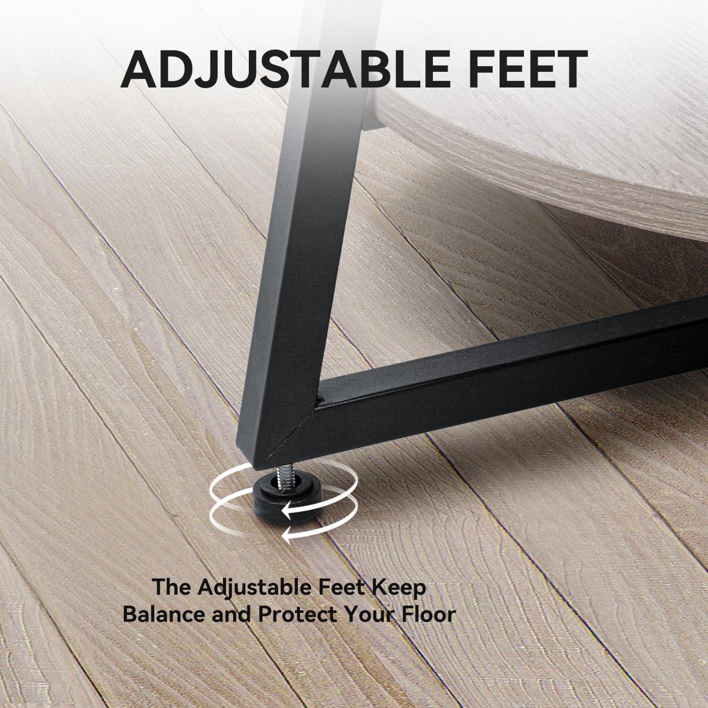 Round Coffee Table, 2-Tier Circle Coffee Table with Storage, Modern Wood Round Center Table, for Living Room, Small Space, Home Office, Easy Assembly, Wash Gray