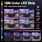 FKWin Black Modern Coffee Tables - Endless Depth Mirror Square Coffee Table with LED Lights, Black Table for Living Room, Tempered Glass-Top Center Tables, 31"