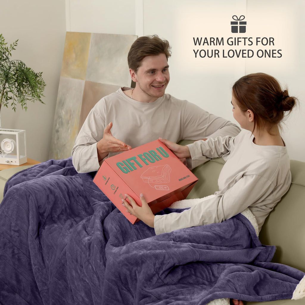 Coperta Elettrica Riscaldata Plaid con 5 Livelli di Riscaldamento e Spegnimento Automatico dopo 4 Ore, Plaid Riscaldato 50"x60" con Certificazione ETL e FCC per Casa e Ufficio, Lavabile in Lavatrice, Grigio Scuro