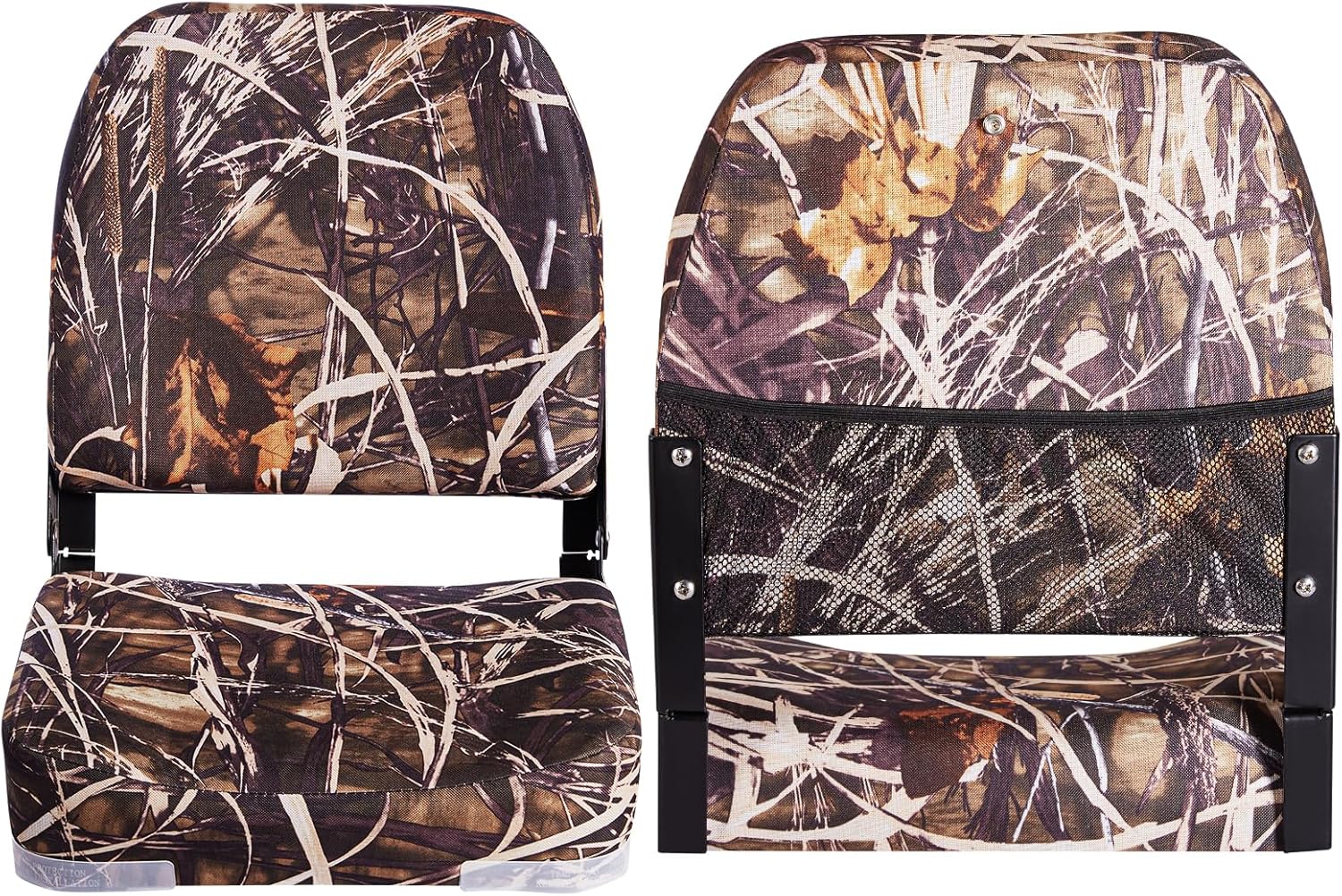 Low Back Folding Boat Seat 2pack, Fold-Down Fishing Boat Seat Camo