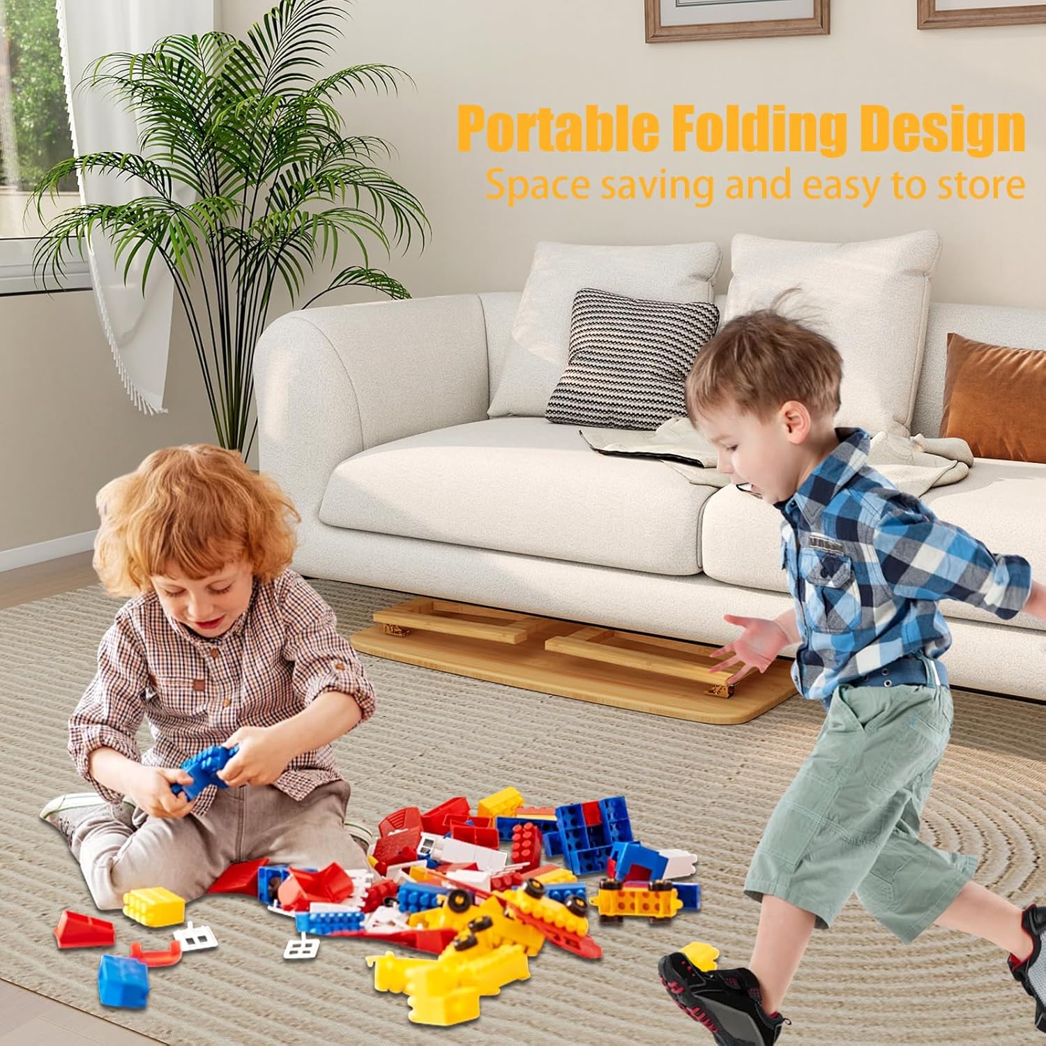 Japanese Folding Coffee Table,Bamboo Foldable Floor Low Table,Chabudai Tea Table for Sitting Tatami Living Room Bay Window,No Assembly (Wood)