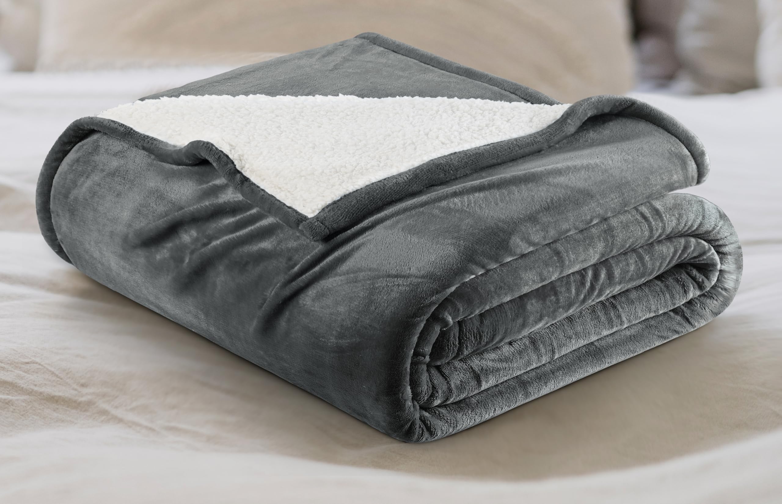 Utopia Bedding Sherpa Blanket Queen Size (Plum, 90x90 Inches) - Soft Lightweight Plush Fleece Reversible Blanket for Bed, Sofa, Couch, Camping and Travel