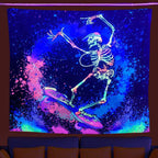 Amazon Fluorescent Tapestry Uv Blue Light Skull Flower Eyes
