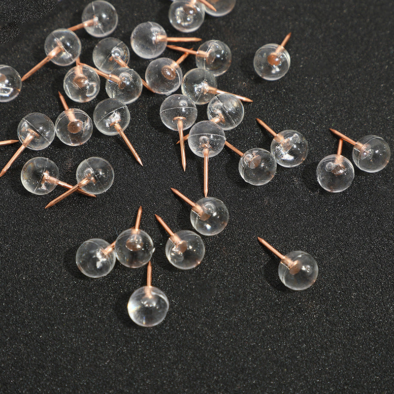 100 Pieces Transparent Pearl Nail Silver Rose Gold Ball Map Push Pin Thumb