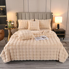 Large Bubble Rabbit Fur Thickened Double-layer Warm Blanket