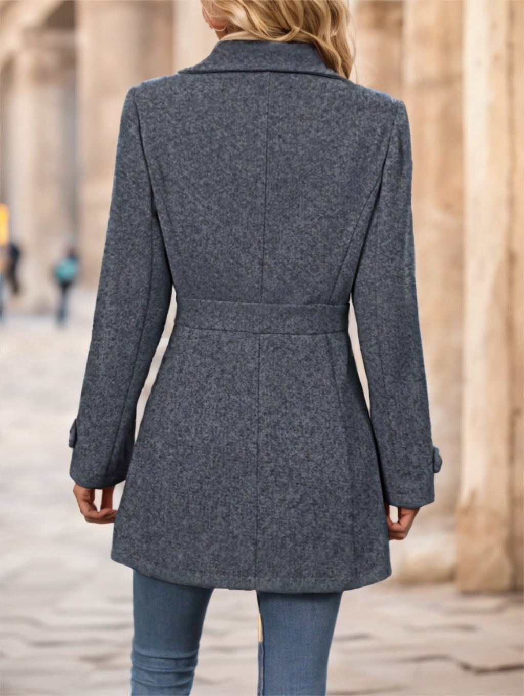Women's Single-Breasted Solid Color Woolen Coat - Grand Goldman